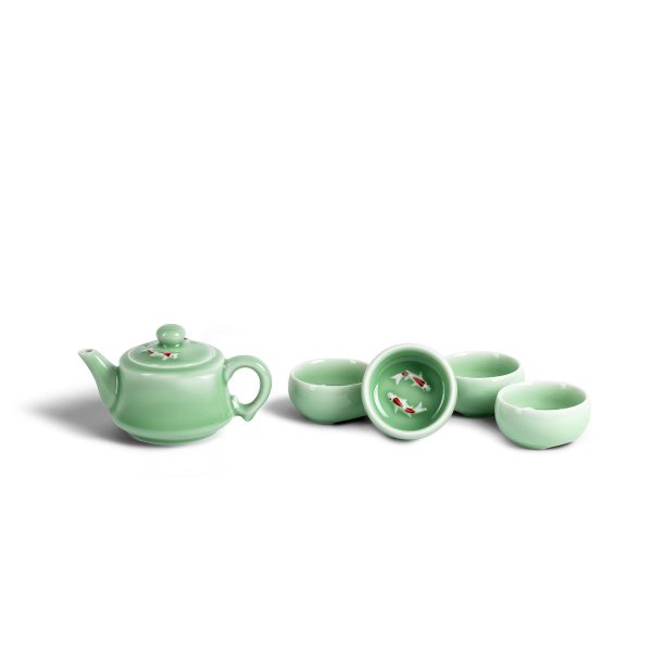 青瓷思念鱼茶具套装