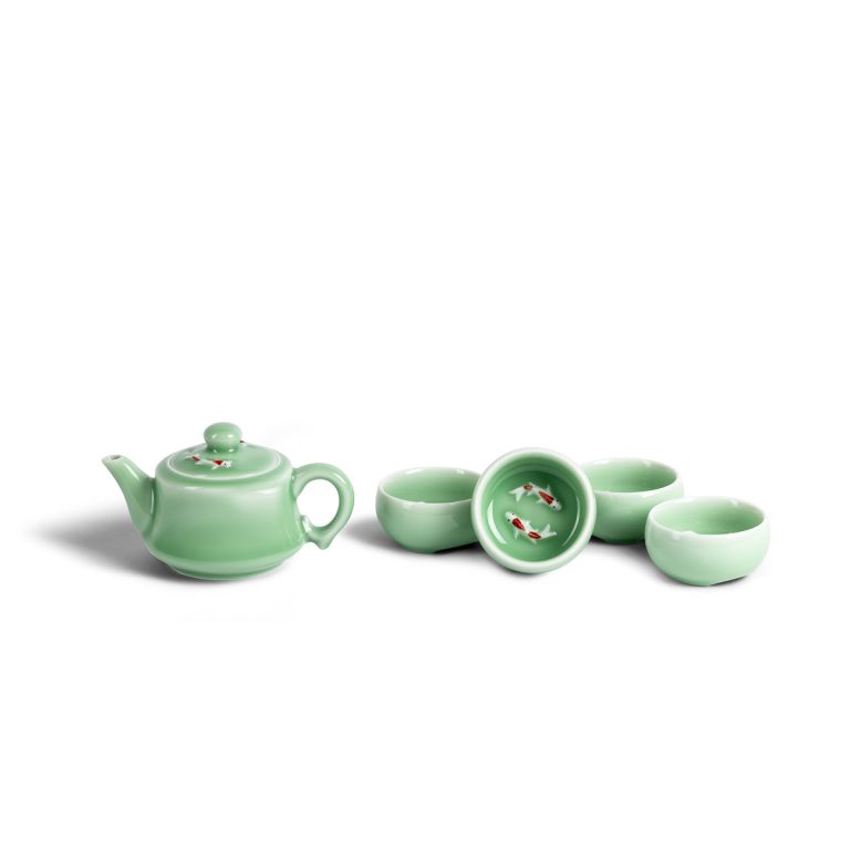 青瓷思念鱼茶具套装