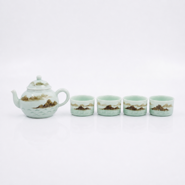 山水茶具套裝 (一壺四杯)
